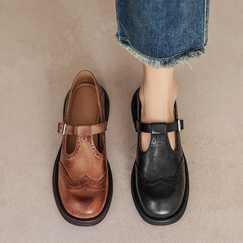 Dames T-band schoenen – Gestructureerde look met geperforeerde details
