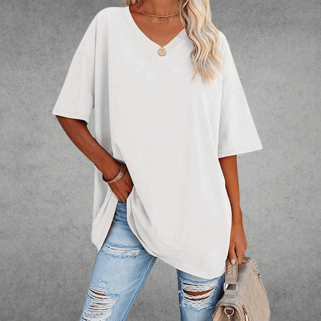 Dames T-shirt met 3/4-mouwen en ronde hals