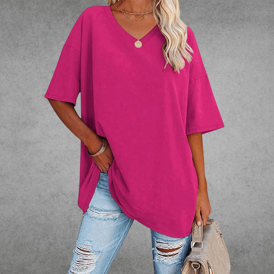 Dames T-shirt met 3/4-mouwen en ronde hals