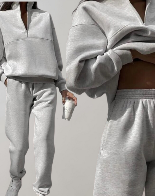Dames trainingspak met half-zip sweater