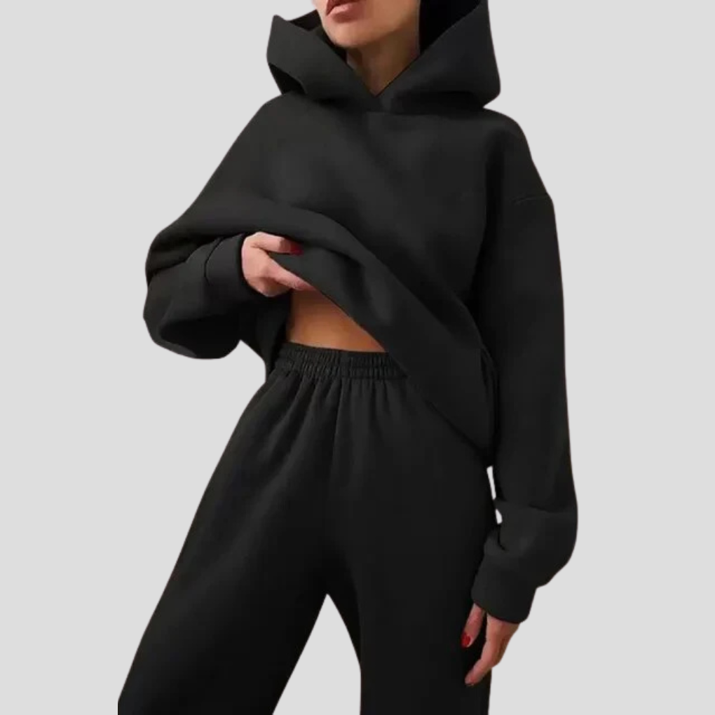 Dames Trainingspak met Hoodie & Joggingbroek – Comfortabele Winter Loungekleding Set