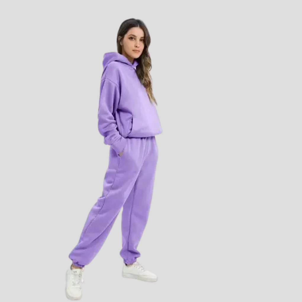 Dames Trainingspak met Hoodie & Joggingbroek – Comfortabele Winter Loungekleding Set