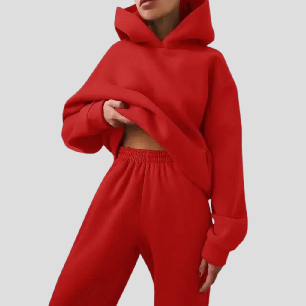 Dames Trainingspak met Hoodie & Joggingbroek – Comfortabele Winter Loungekleding Set