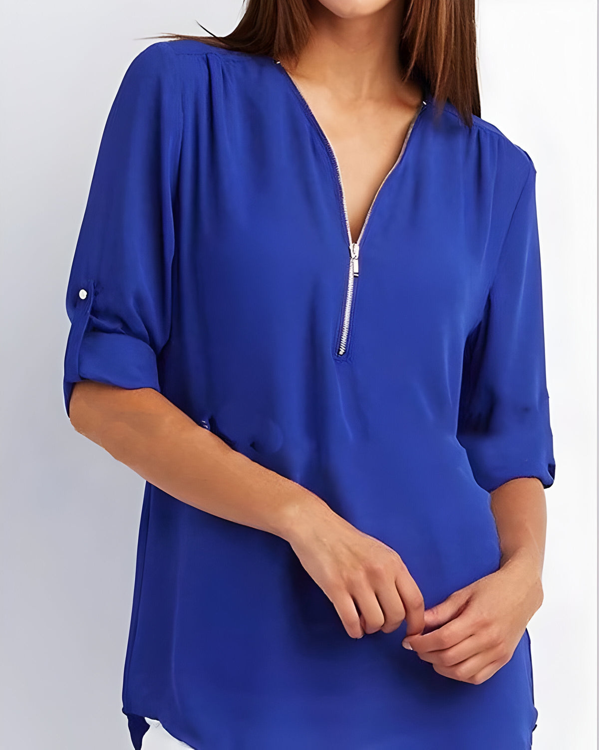 Damesblouse met ritssluiting aan de voorkant