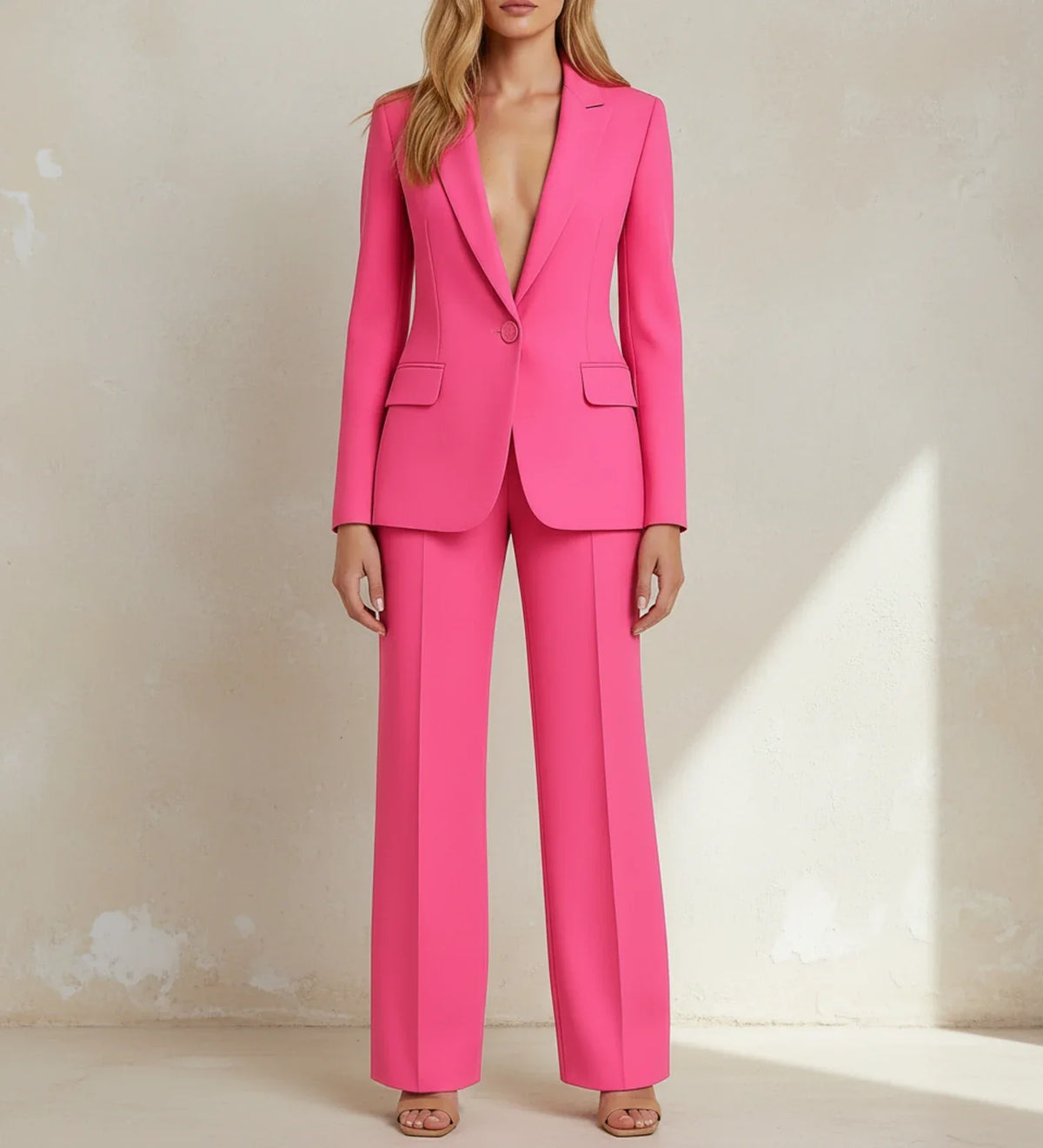 Dameskostuumset met chique lange blazer