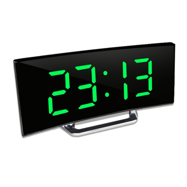 Digitale klok | LED spiegelwekker | Automatisch dimbaar en verblindingsvrij | Gebogen klok