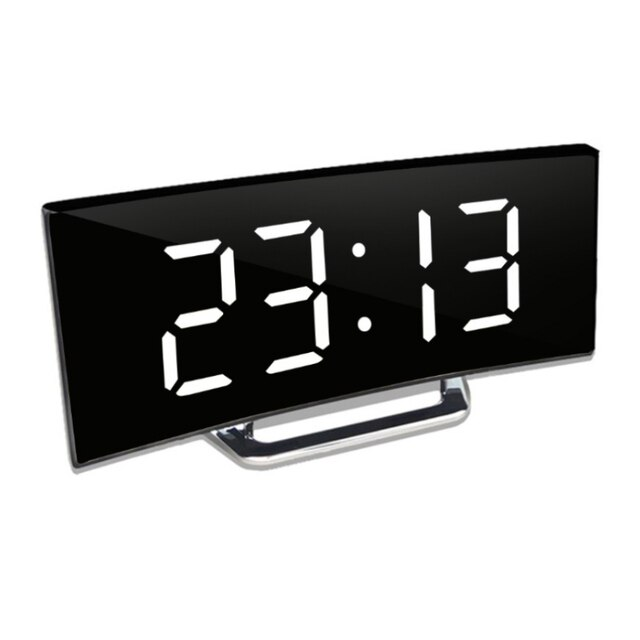 Digitale klok | LED spiegelwekker | Automatisch dimbaar en verblindingsvrij | Gebogen klok