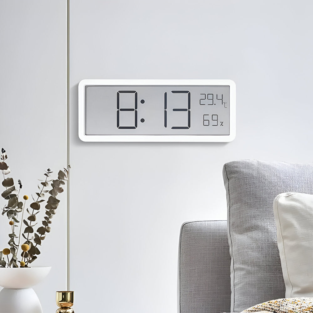 Digitale LED-wandklok met temperatuur en luchtvochtigheid