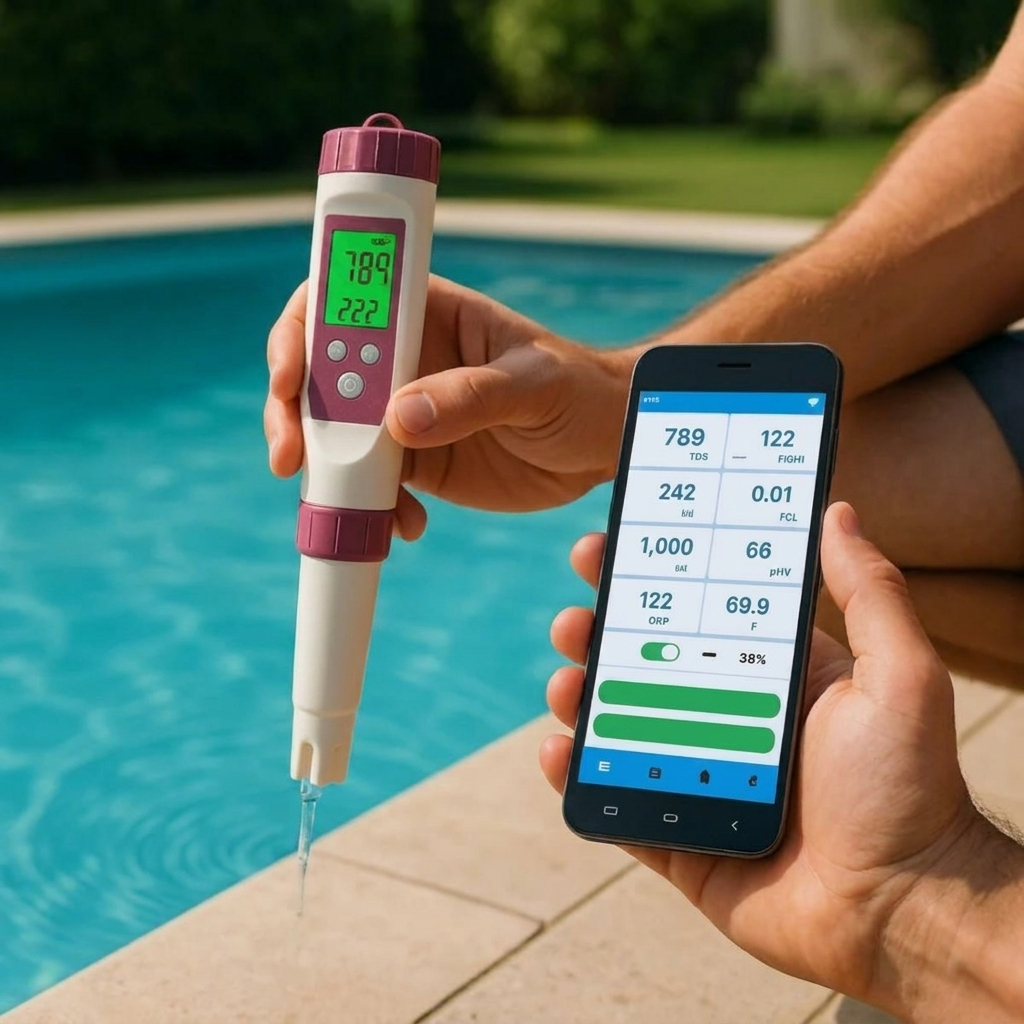 Digitale zwembadwatertester – slimme analyzer met app-ondersteuning