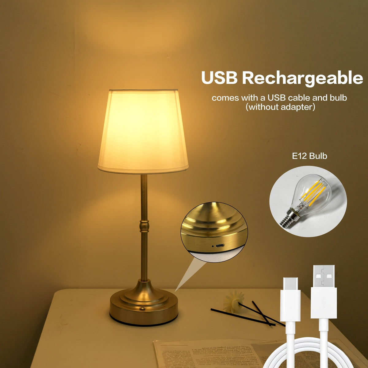 Dimbare draadloze tafellamp | USB-oplaadbaar
