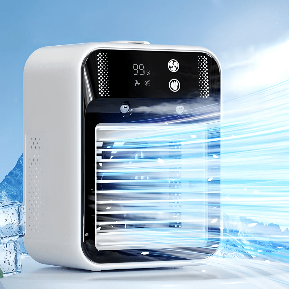Draagbare Airconditioner Ventilator met Oplaadbare Accu en Instelbare Snelheid – Compact USB-Koelapparaat voor Thuis en op Reis