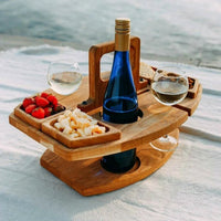 Draagbare Houten Wijntafel - Compact en Elegant