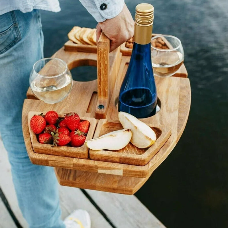 Draagbare Houten Wijntafel - Compact en Elegant