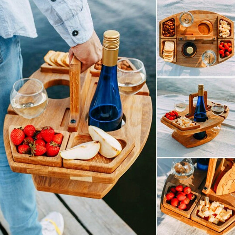 Draagbare Houten Wijntafel - Compact en Elegant