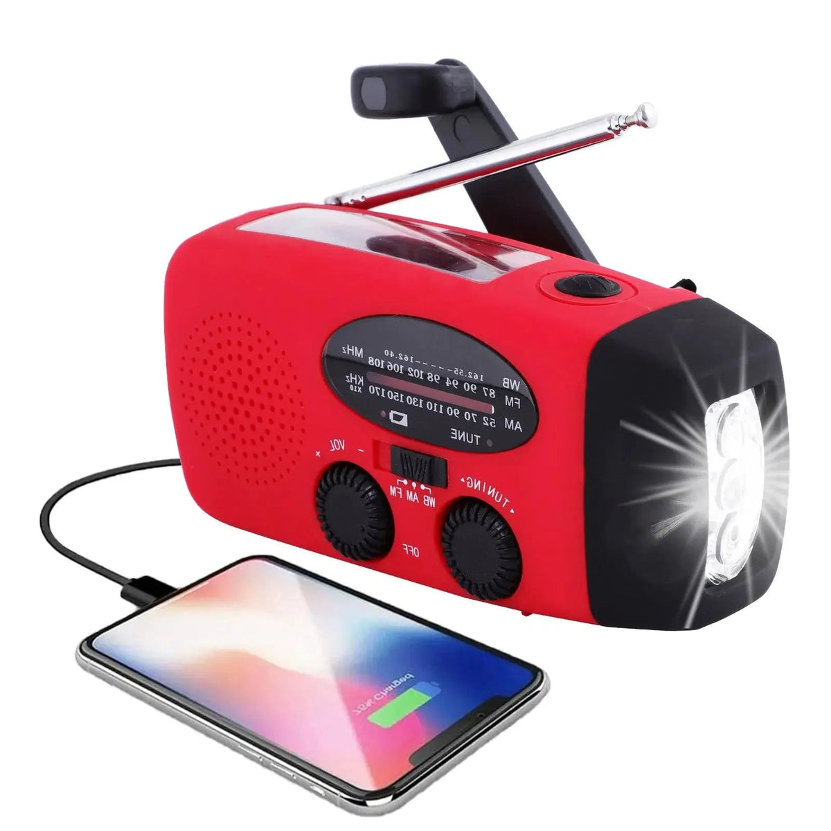 Draagbare noodradio met led-zaklamp en powerbank