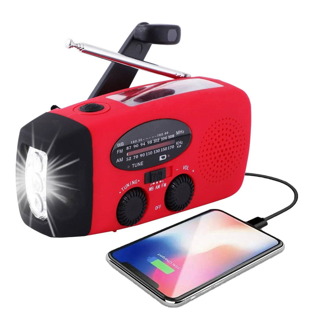 Draagbare noodradio met led-zaklamp en powerbank