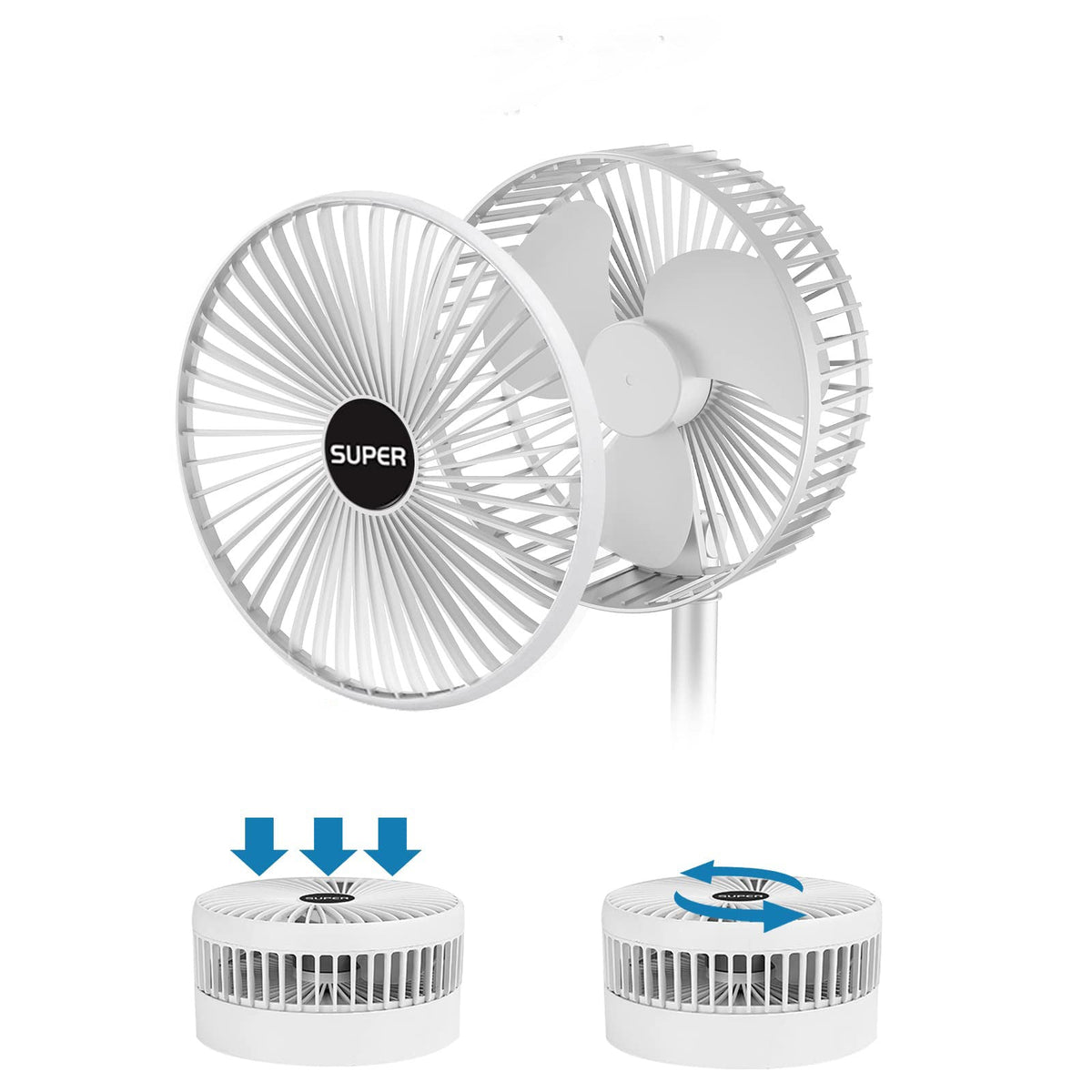 Draagbare oplaadbare ventilator met 3 snelheden