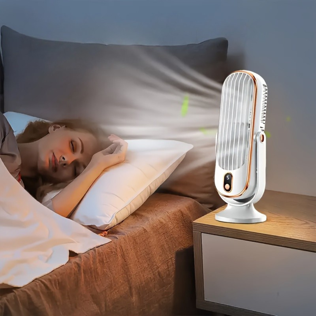 Draagbare ventilator met dubbele motor en 720° rotatie