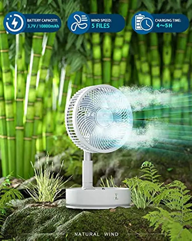 Draagbare Vloerventilator 6 Inch | Inklapbaar Telescopisch/USB | Oplaadbare Batterij | 3 Snelheden, Stil, In Hoogte Verstelbaar