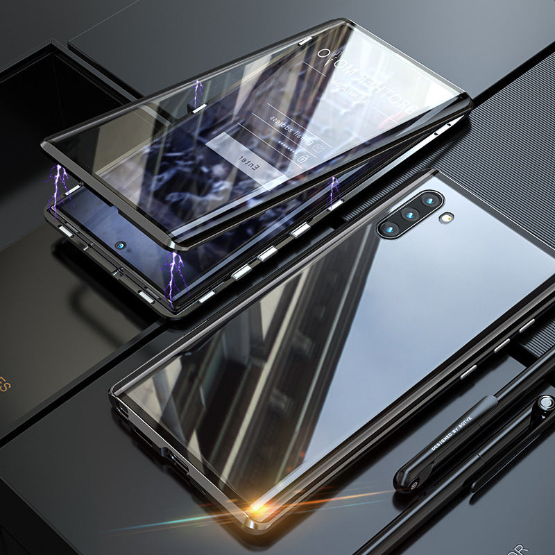 Dubbelzijdig magnetisch telefoonhoesje van gehard glas