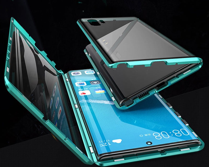 Dubbelzijdig magnetisch telefoonhoesje van gehard glas