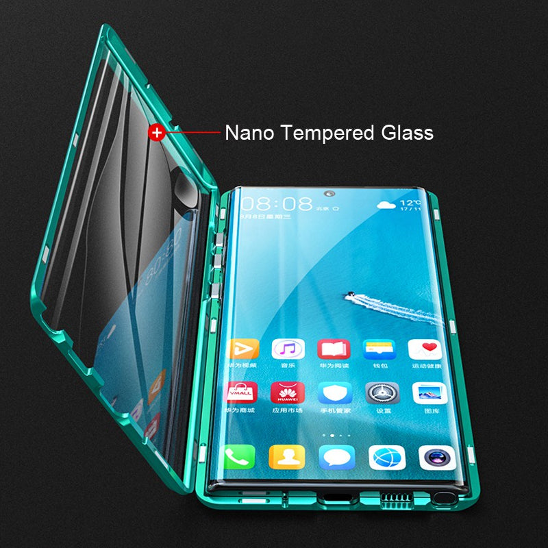 Dubbelzijdig magnetisch telefoonhoesje van gehard glas