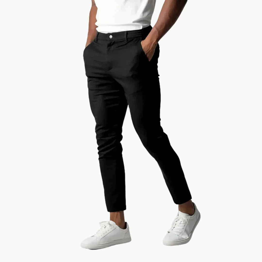 Elastische chino voor heren met tailleband en rechte pijpen