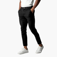 Elastische chino voor heren met tailleband en rechte pijpen