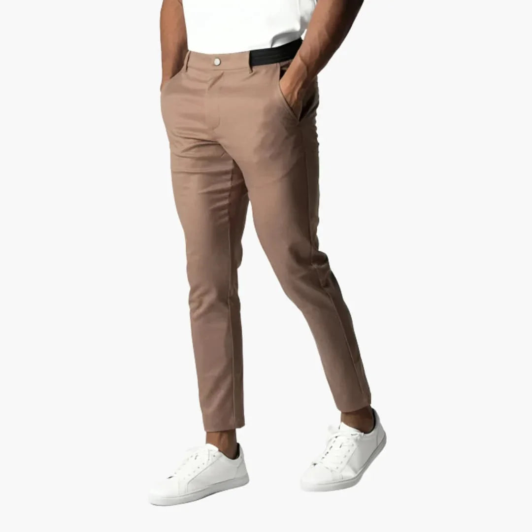 Elastische chino voor heren met tailleband en rechte pijpen