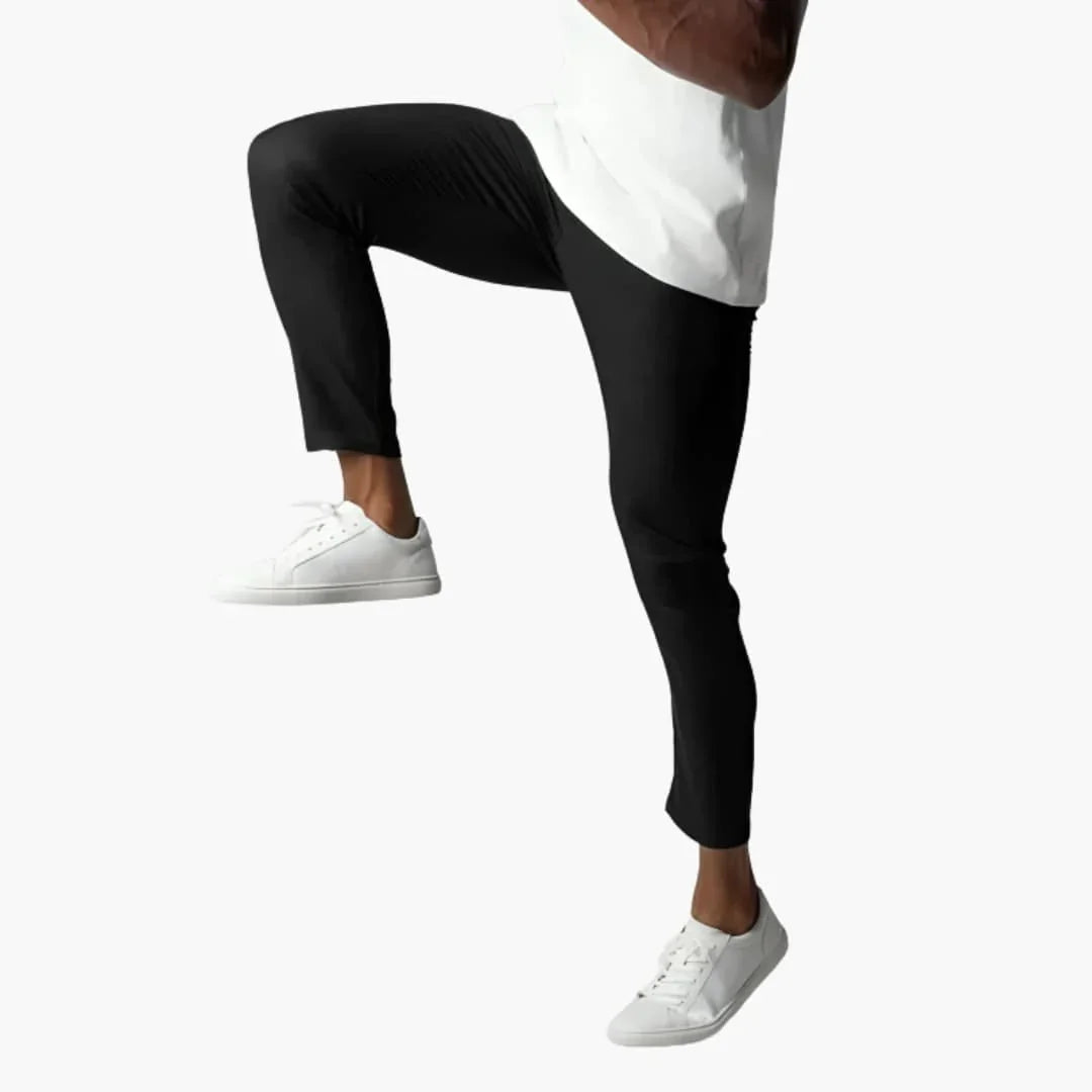 Elastische chino voor heren met tailleband en rechte pijpen