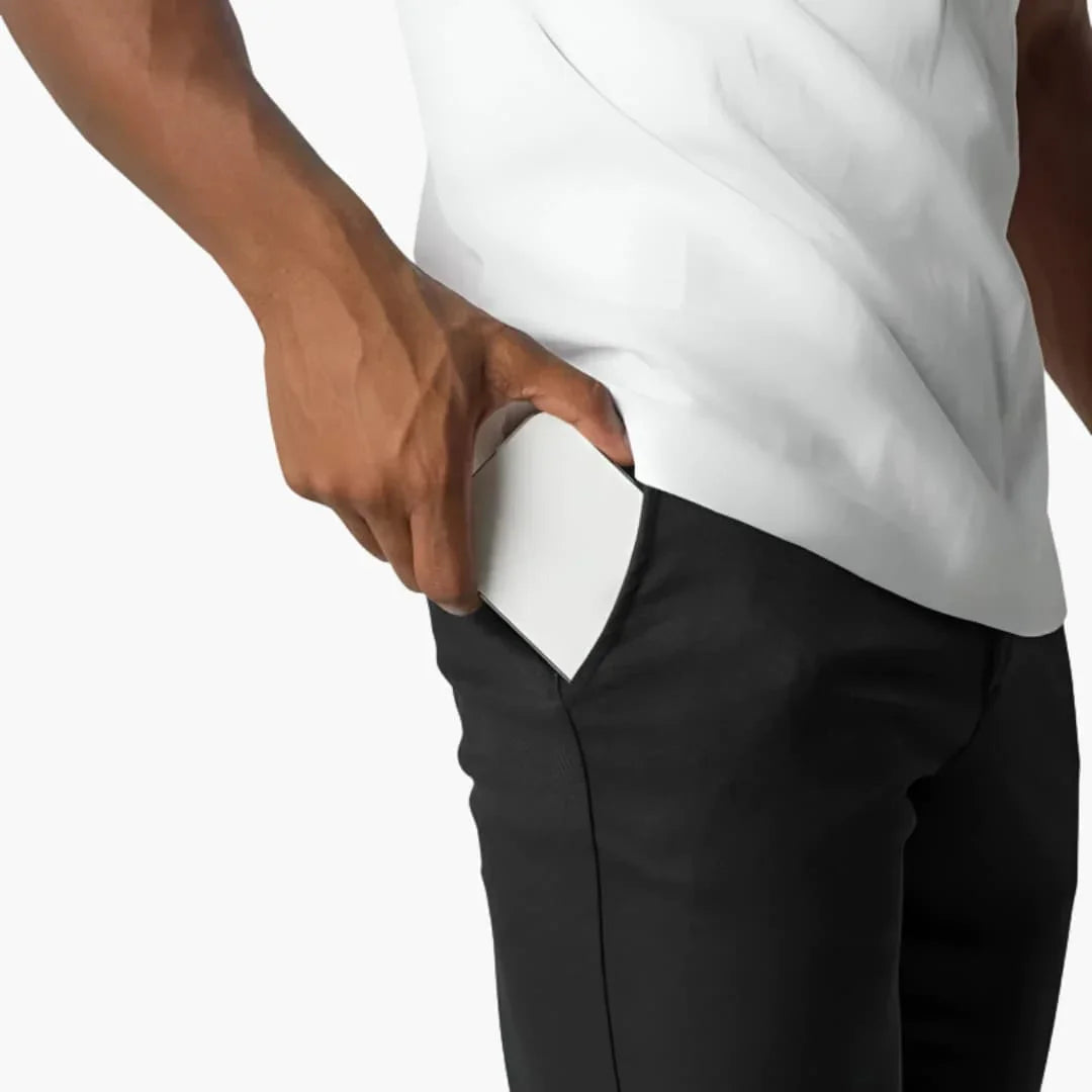 Elastische chino voor heren met tailleband en rechte pijpen