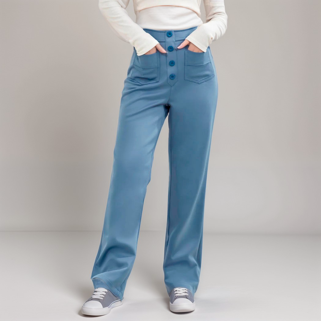Elastische damesbroek met hoge taille van zachte stof