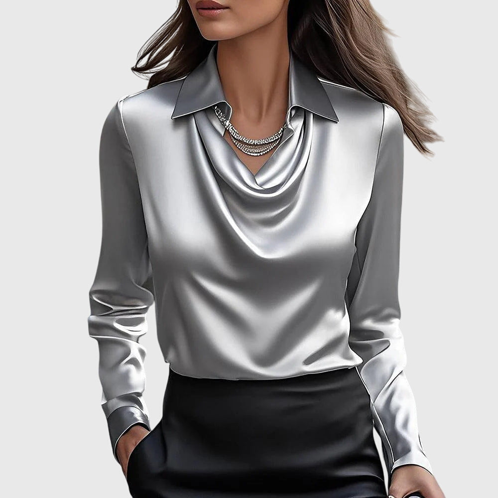 Elegante damesblouse met plooien en soepelvallende pasvorm van fijne stof voor dagelijks gebruik