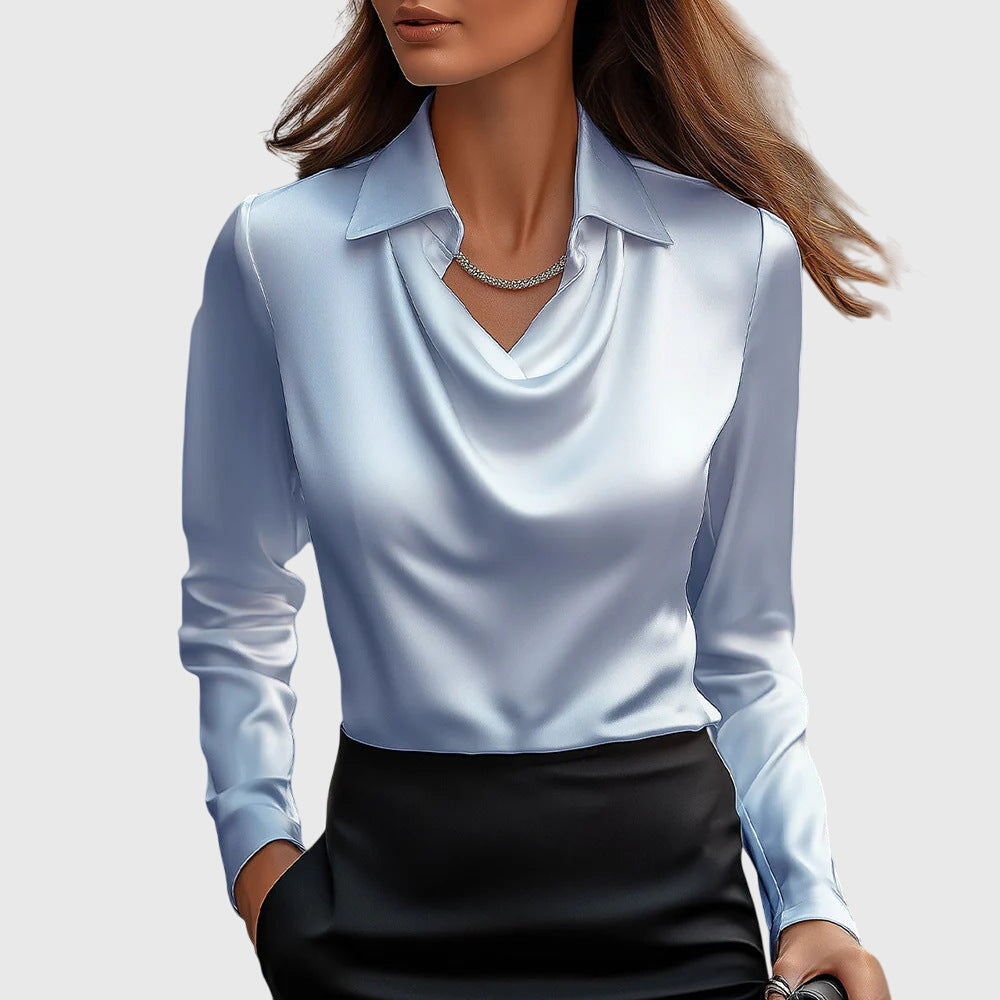 Elegante damesblouse met plooien en soepelvallende pasvorm van fijne stof voor dagelijks gebruik