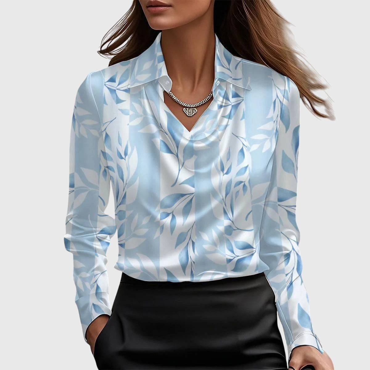 Elegante damesblouse met plooien en soepelvallende pasvorm van fijne stof voor dagelijks gebruik