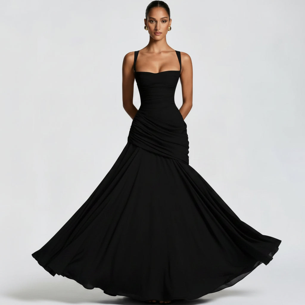 Elegante, effen figuuraccentuerende jurk voor dames