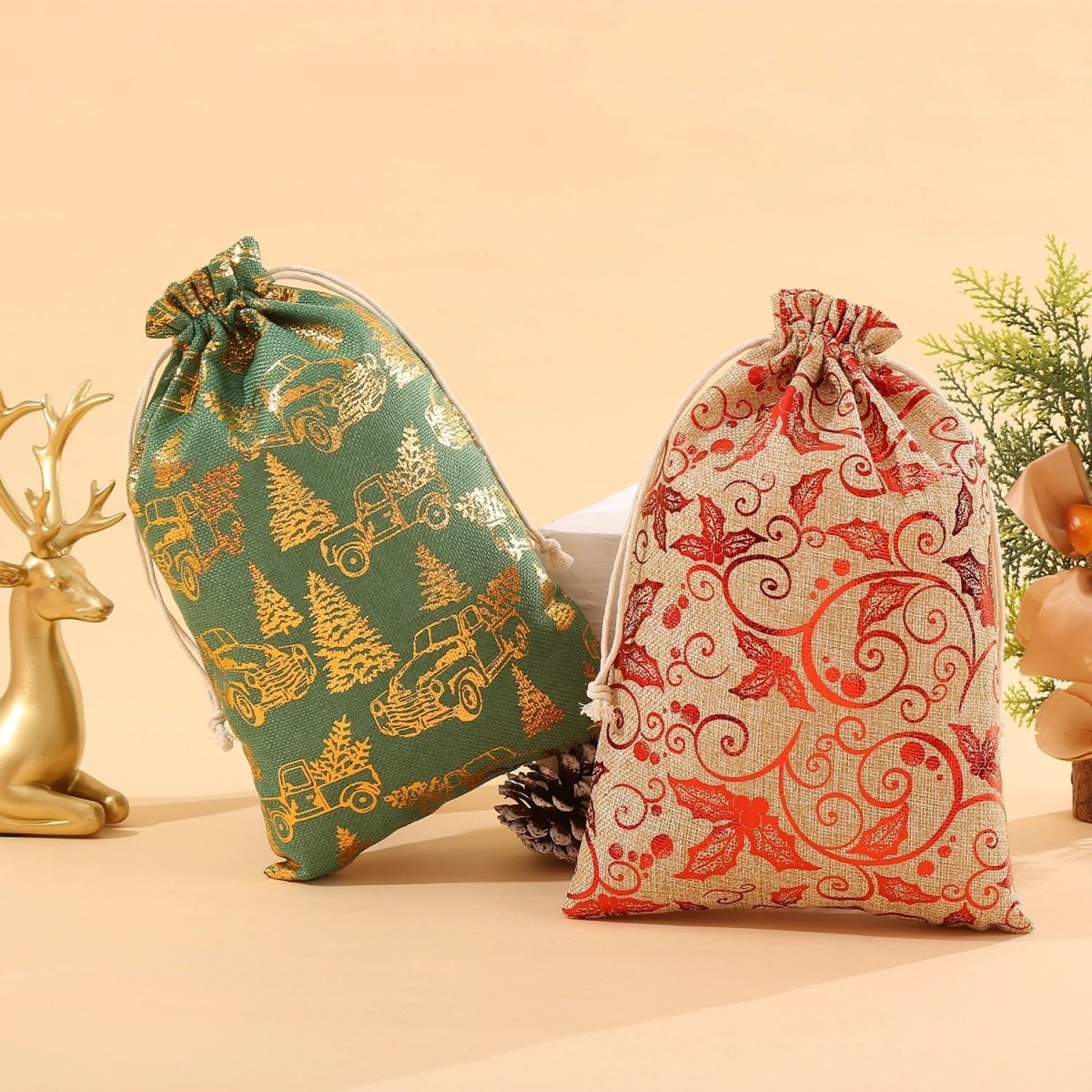 Elegante en milieuvriendelijke stoffen kerstcadeauzak
