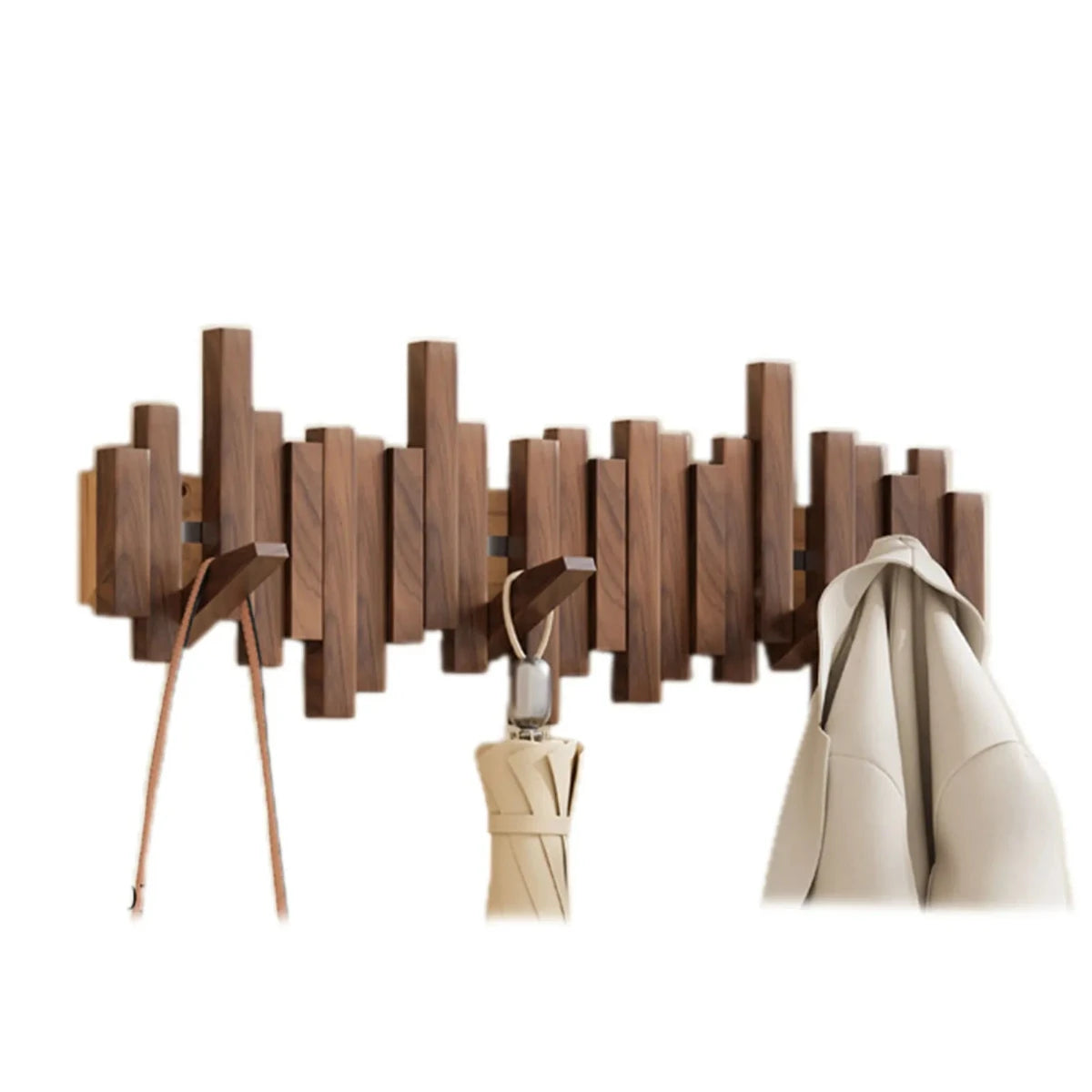 Elegante houten kapstok in pianostijl - Walnoot & beuken