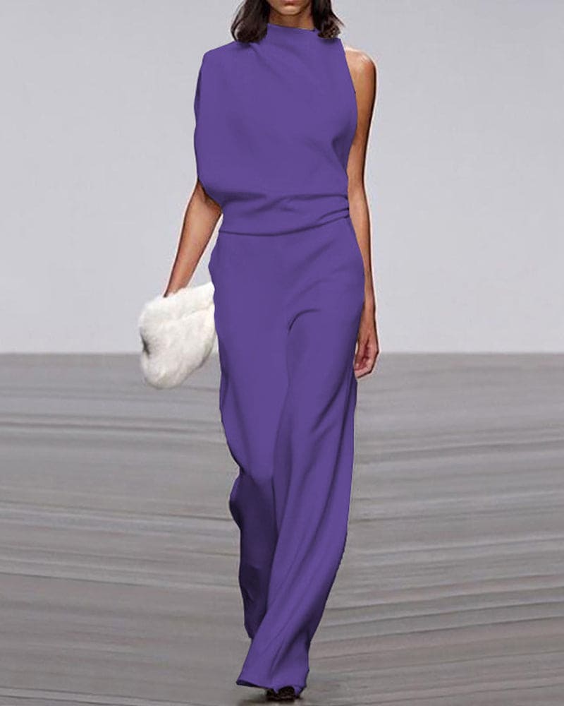 Elegante jumpsuit met hoge kraag