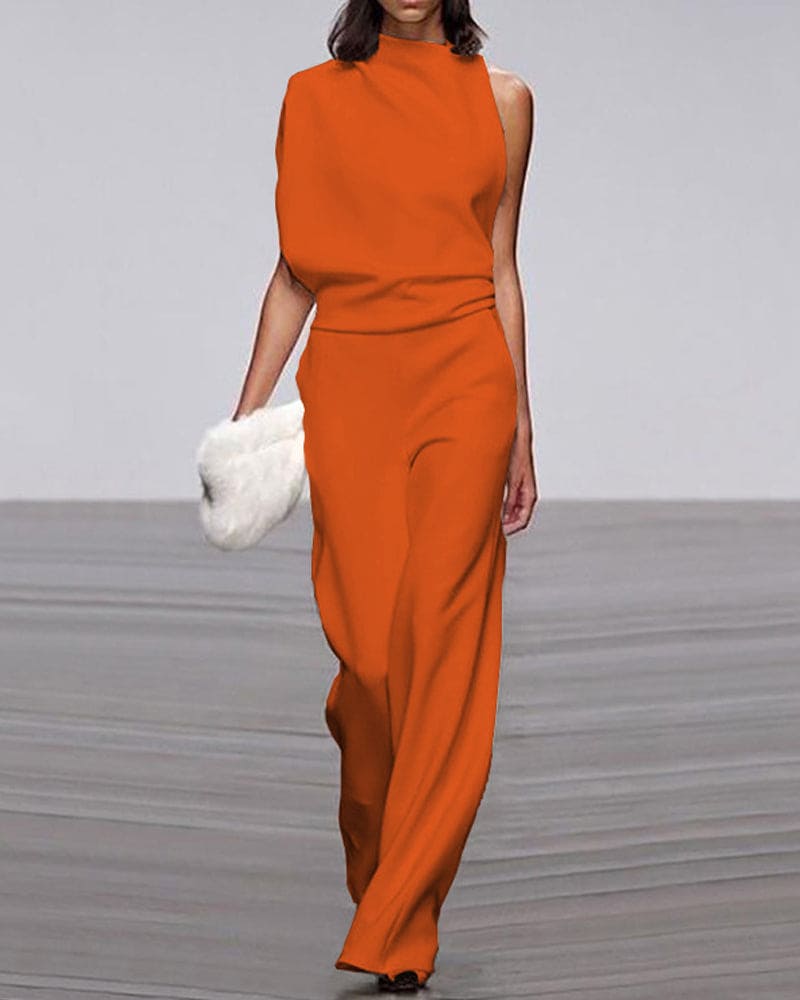 Elegante jumpsuit met hoge kraag