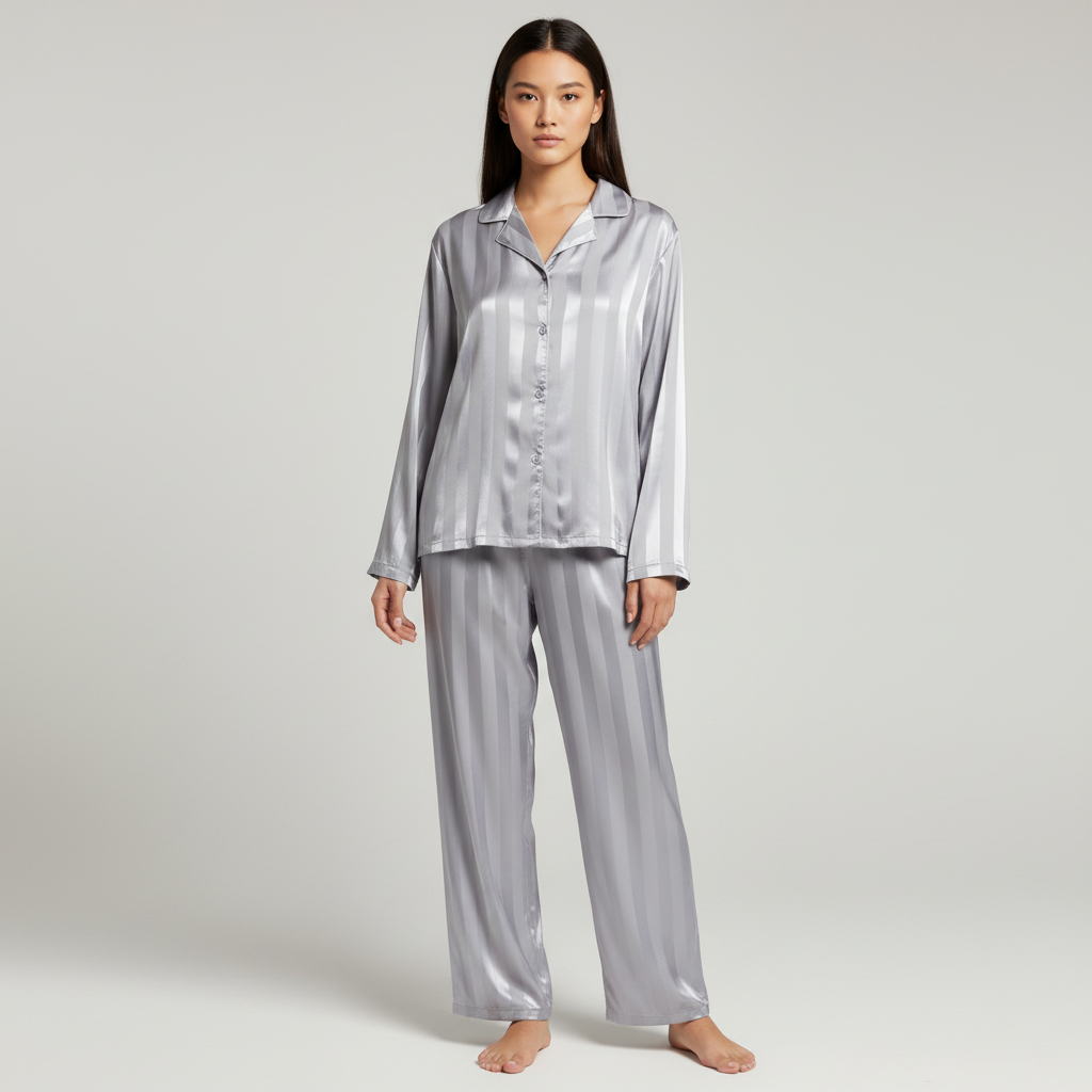 Elegante satijnen dames set met top en lange broek