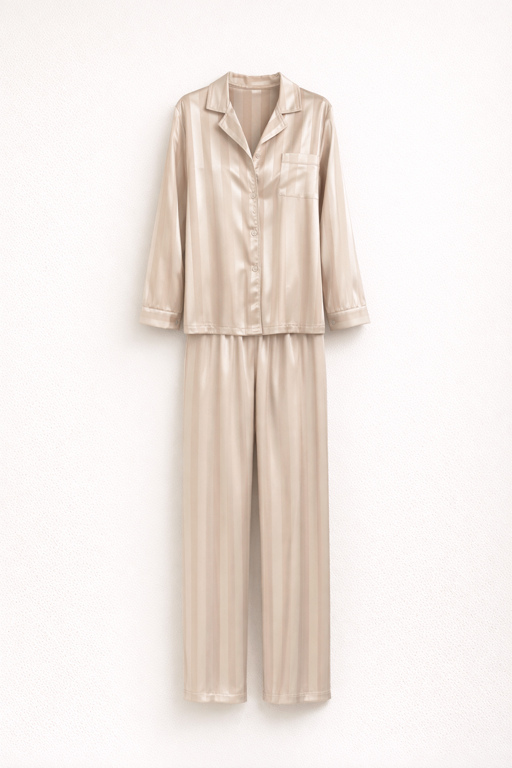 Elegante satijnen dames set met top en lange broek