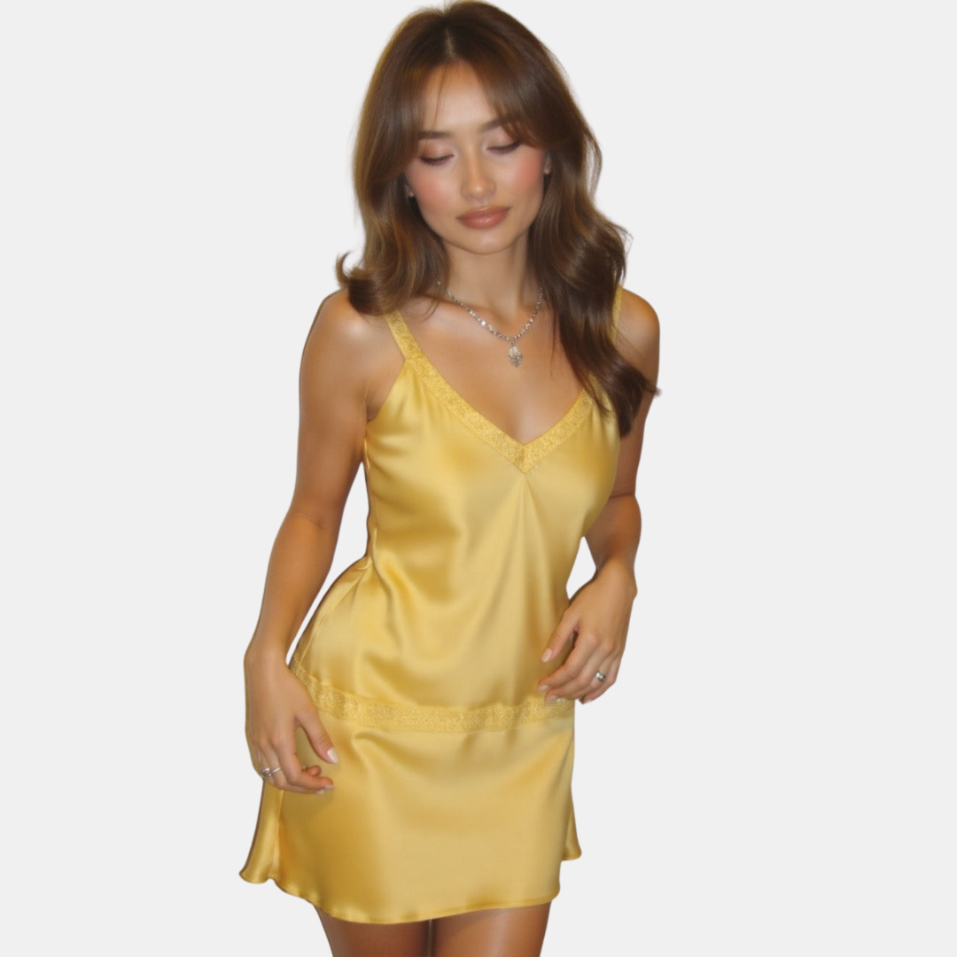Elegante satijnen mini-jurk met kant