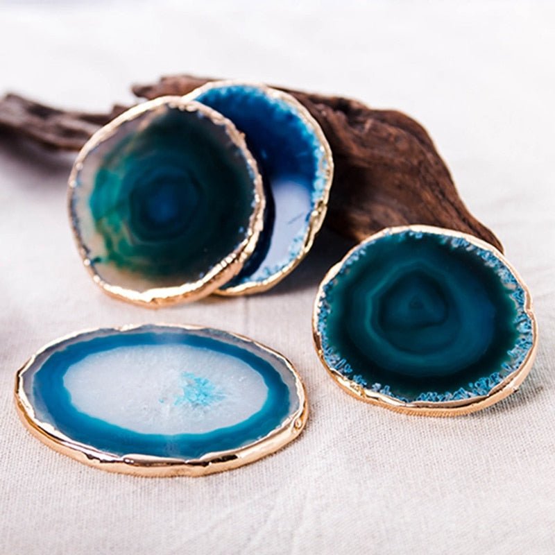 Elegante set van blauwe agaten onderzetters voor het interieur