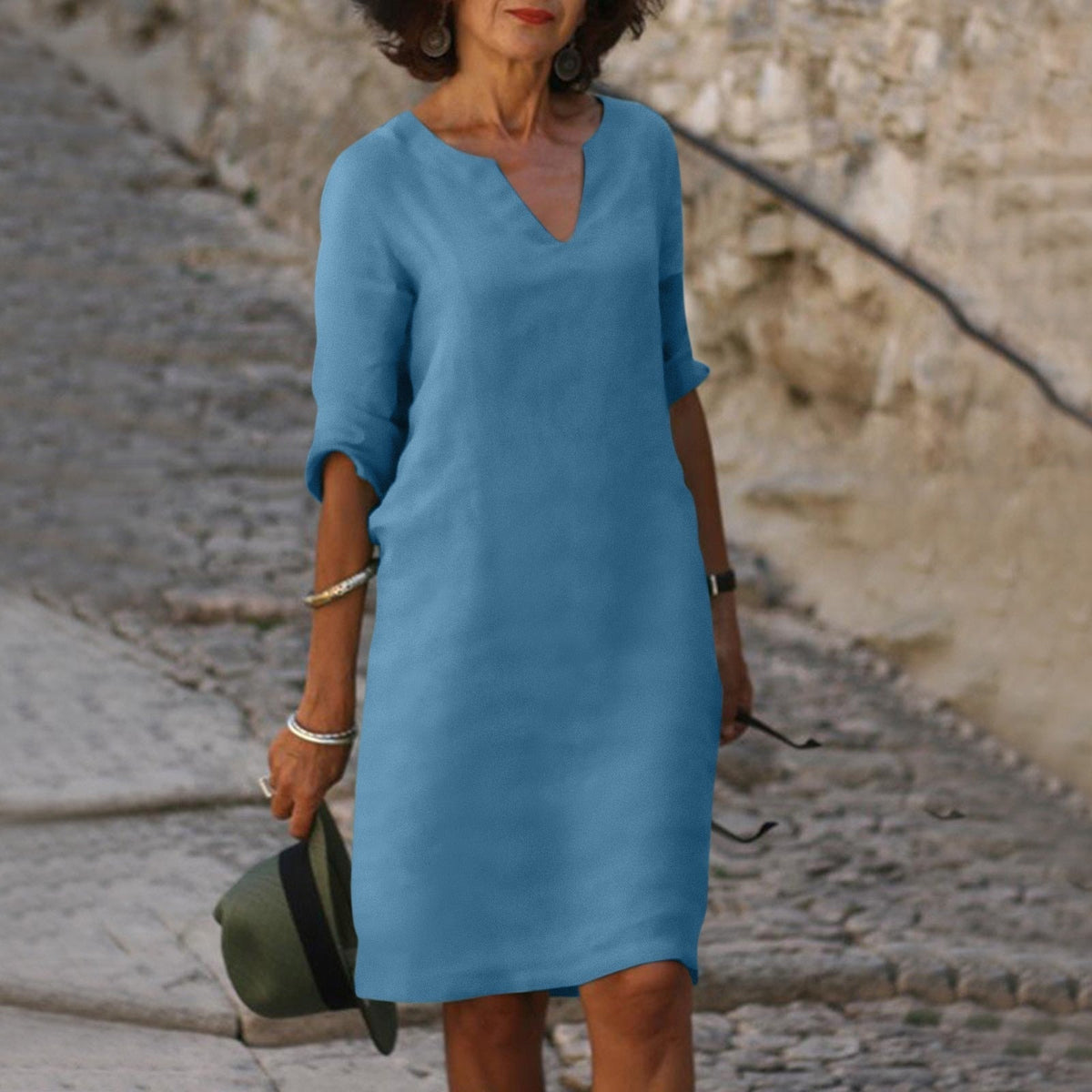 Elegante zomerjurk met V-hals