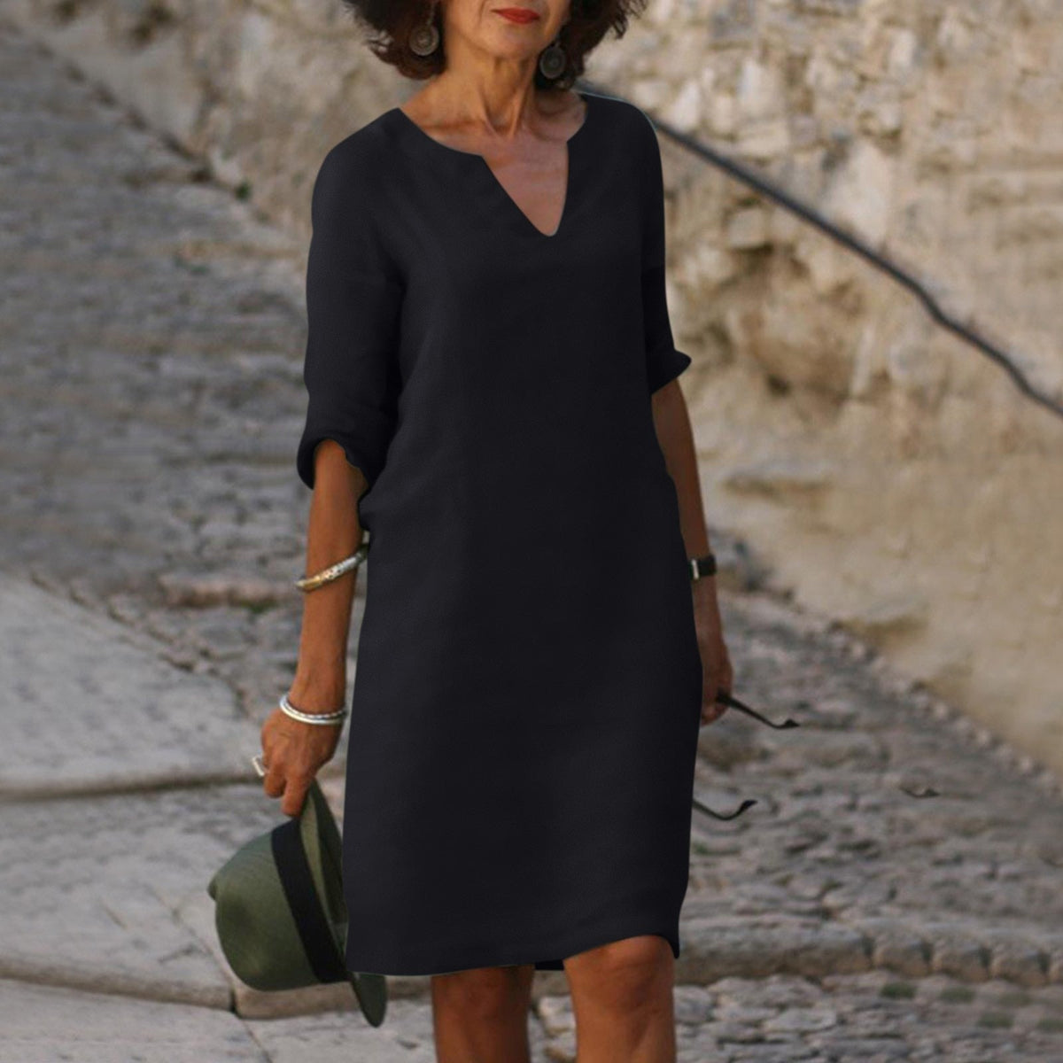 Elegante zomerjurk met V-hals