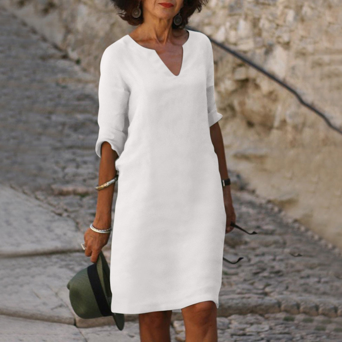 Elegante zomerjurk met V-hals