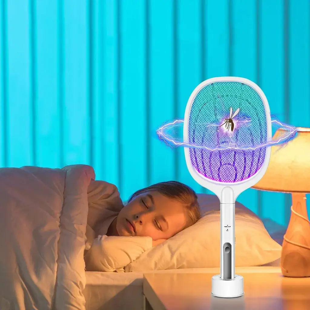 Elektrische Vliegenmepper Racket – Via USB Oplaadbare Insectenverdelger met Led-loktechnologie