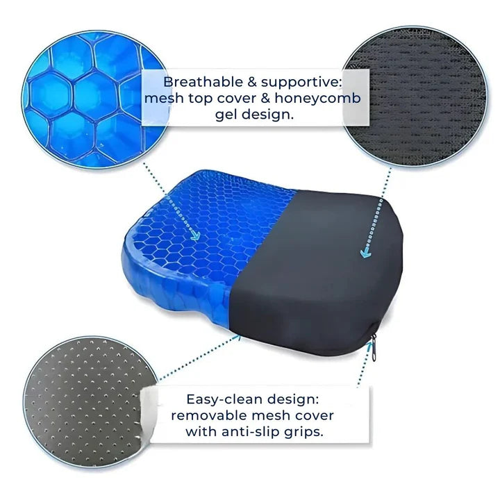 Ergonomisch gel-zitkussen – Verlicht stuitje- en lage rugpijn