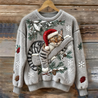 Feestelijke kersttrui met kat